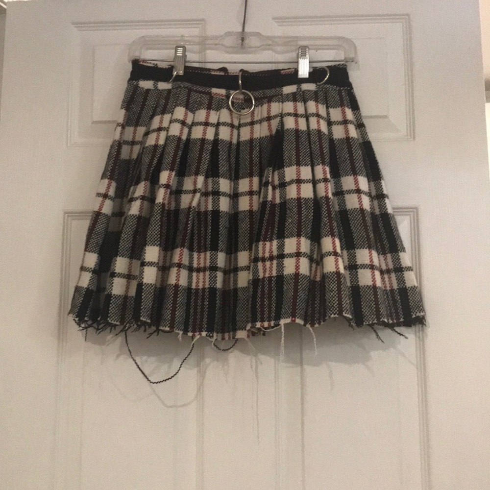 Current mood knit blend plaid skirt